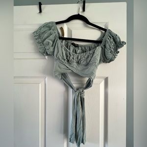 Sage green wrap crop top